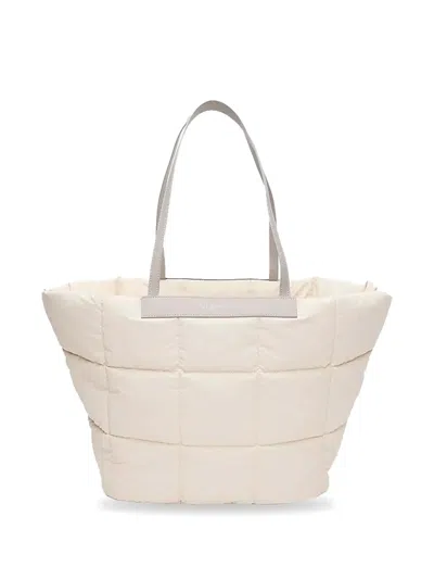 Veecollective Quilted Logo-strap Backpack In Neutral