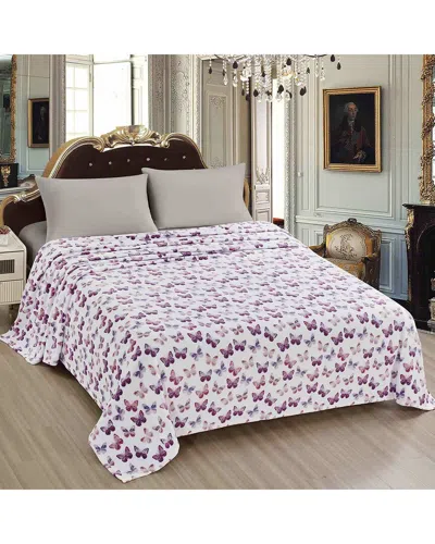 Luxury Home Printed Microfiber Bed Blanket In White