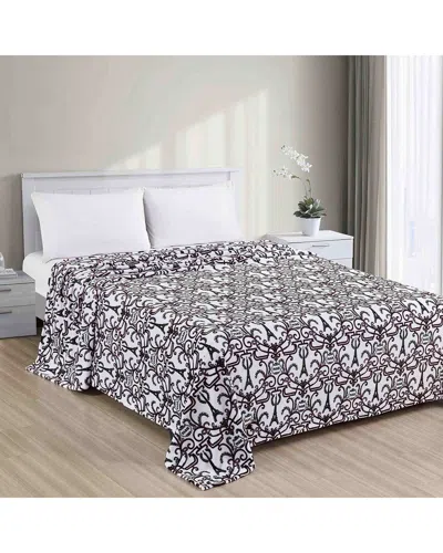Luxury Home Printed Microfiber Bed Blanket In White