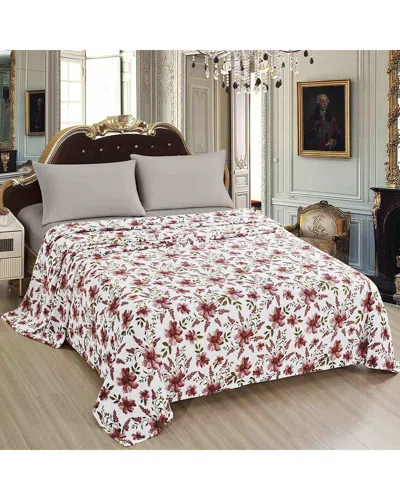 Luxury Home Printed Microfiber Bed Blanket In White