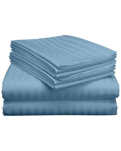 Luxury Home Dobby Stripe Sheet Set In Blue