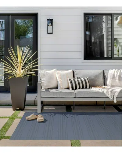Northlight Rectangular Ticking Striped Outside Area Rug In Blue