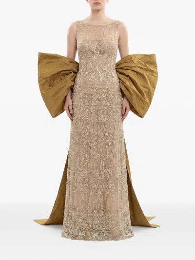 Saiid Kobeisy Oversized Bow Cape In Brown