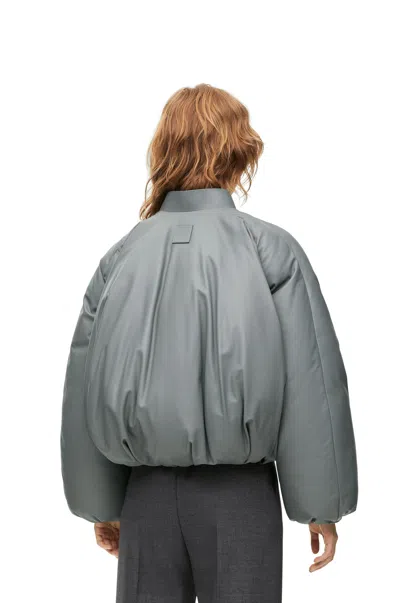 Loewe Grey Leather Bomber Jacket In Animal Print