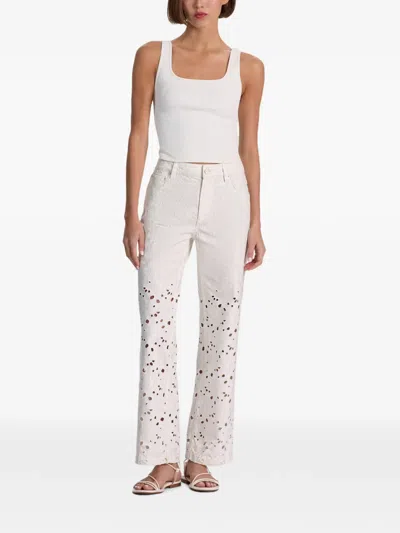 Alice And Olivia Chic High Rise Ankle Jeans In Off White In Metallic