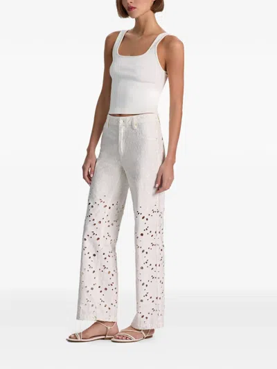 Alice And Olivia Chic High Rise Ankle Jeans In Off White In Metallic