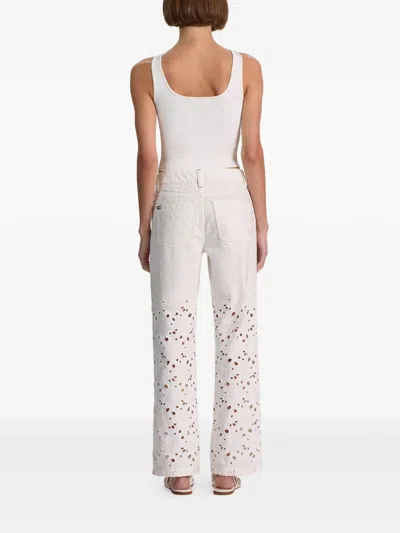 Alice And Olivia Chic High Rise Ankle Jeans In Off White In Metallic