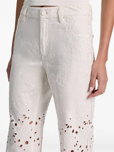 Alice And Olivia Chic High Rise Ankle Jeans In Off White In Metallic