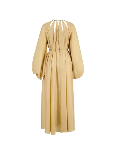 Zimmermann Silk Mini Dress With Billow Sleeves And Adjustable Chain In Neutral