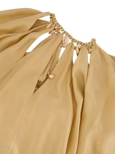 Zimmermann Silk Mini Dress With Billow Sleeves And Adjustable Chain In Neutral