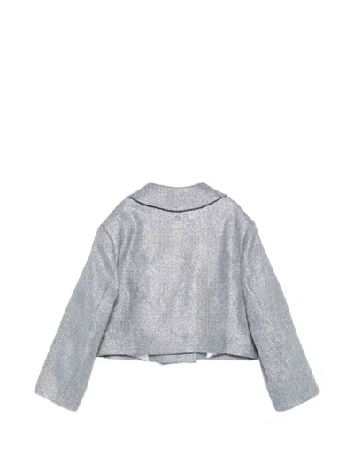 Douuod Double-breasted Metallic-effect Jacket In Blue