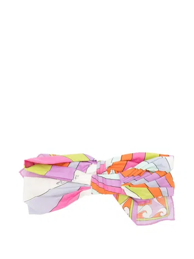 Pucci Lightweight Wrap-around Headband With Decorative Bow Tail In Pink