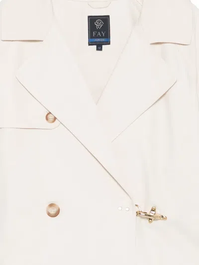 Fay Double-breasted Hook-fastening Jacket In White