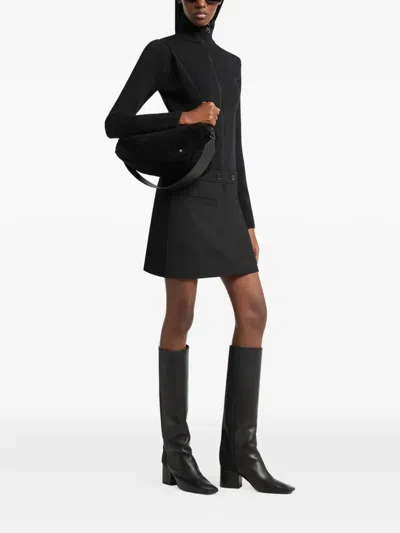Courrèges Medium Three Sixty Curly-wool Shoulder Bag In Black