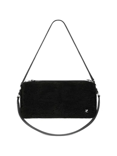 Courrèges Medium Three Sixty Curly-wool Shoulder Bag In Black