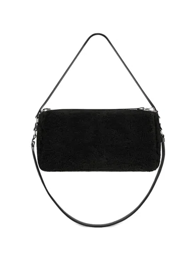 Courrèges Medium Three Sixty Curly-wool Shoulder Bag In Black