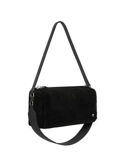 Courrèges Medium Three Sixty Curly-wool Shoulder Bag In Black