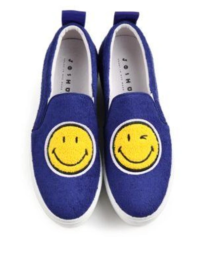 Shop Joshua Sanders Smiley Face Slip-on Platform Sneakers In Blue