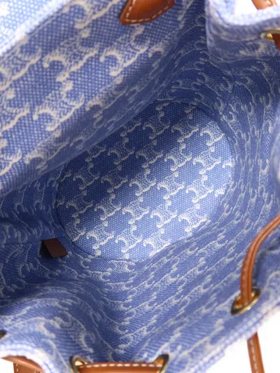 Pre-owned Celine Triomphe Bonnie Canvas Backpack In Blue