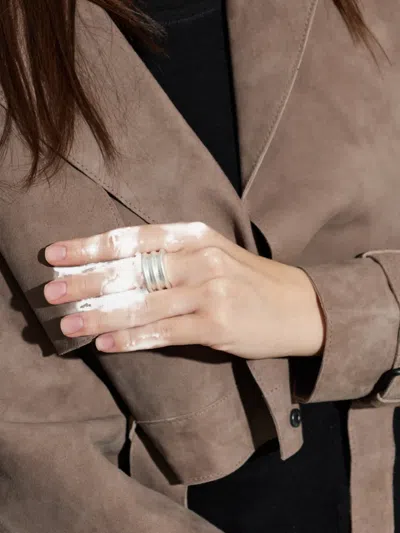 Allsaints Ribbed-texture Ring In Silver