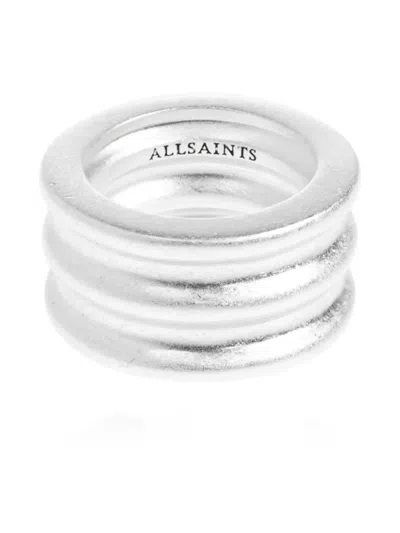 Allsaints Ribbed-texture Ring In Silver