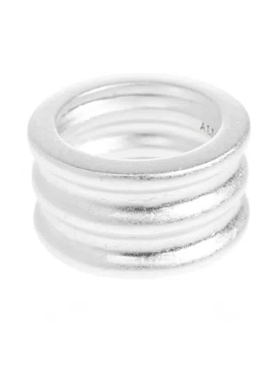 Allsaints Ribbed-texture Ring In Silver