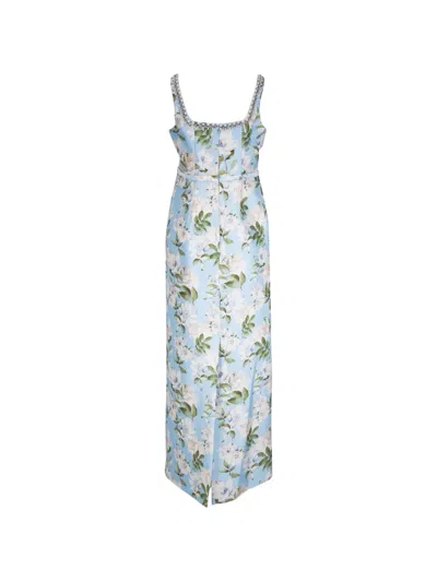 Sachin & Babi Floral-print Crystal-embellished Dress In Blue