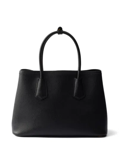 Prada Double Medium Saffiano Leather Bag In Black