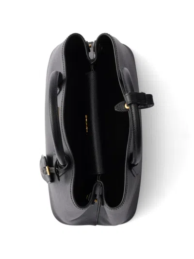 Prada Double Medium Saffiano Leather Bag In Black