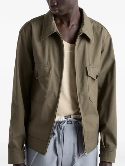 Prada Technical Fabric Jacket In Green