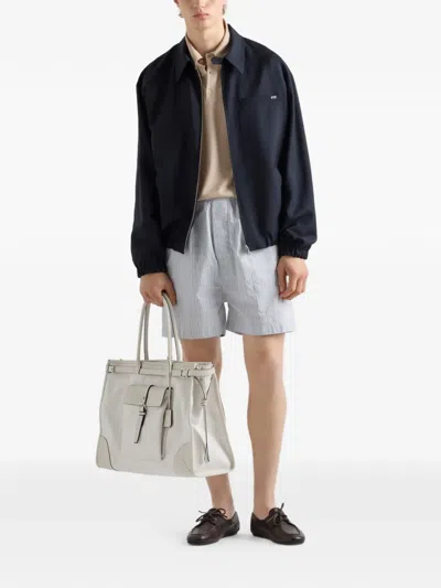 Prada Jacket Long Sleeves Point Collar Elasticated Hem In Black