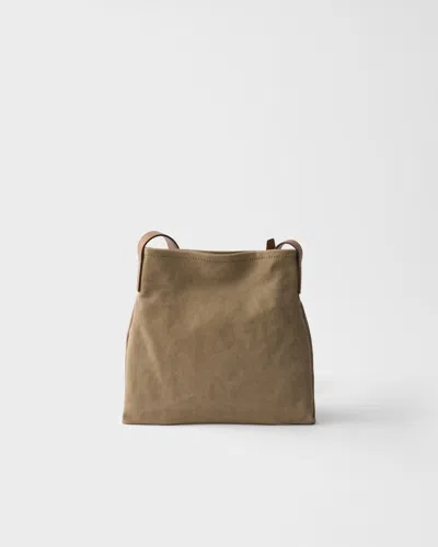 Prada Route Canvas And Leather Shoulder Bag In Brown