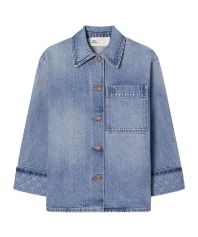 Tory Burch Denim Barn Jacket In Blue