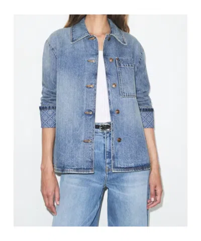 Tory Burch Denim Barn Jacket In Blue