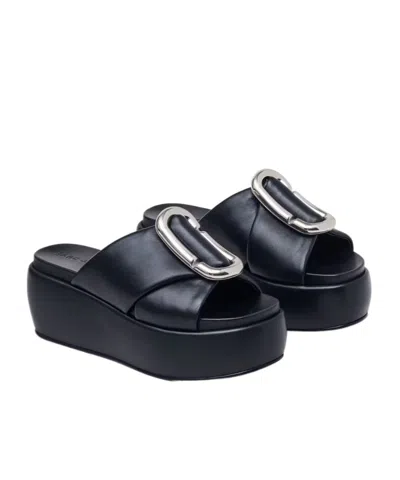 Marc Jacobs The Pop J Marc Platform Wedge Slide Sandal In Black