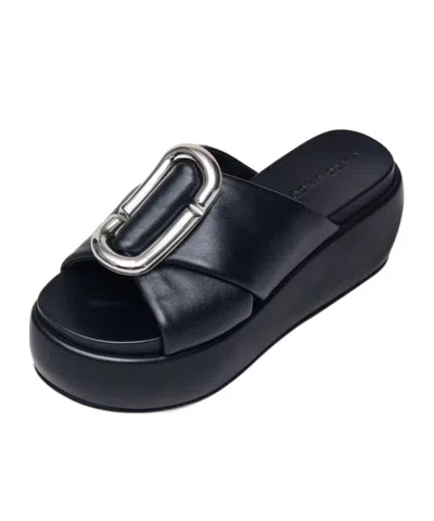 Marc Jacobs The Pop J Marc Platform Wedge Slide Sandal In Black