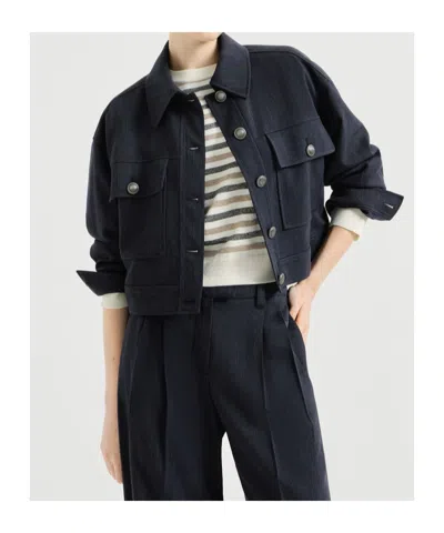 Brunello Cucinelli Wool Jacket In Blue