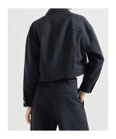 Brunello Cucinelli Wool Jacket In Blue