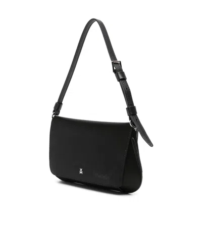 Amina Muaddi Mini Rectangular Satin Shoulder Bag In Black