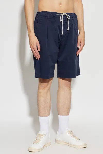 Eleventy Drawstring Pleated-front Shorts In Blue