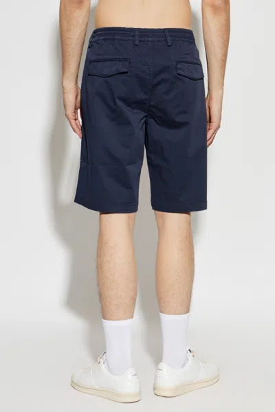 Eleventy Drawstring Pleated-front Shorts In Blue