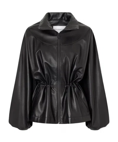 Givenchy Long-sleeved Leather Jacket In Black