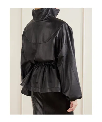 Givenchy Long-sleeved Leather Jacket In Black