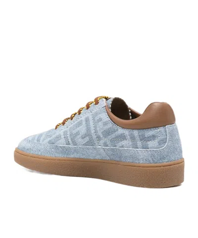 Fendi Ff-monogram Denim Sneakers In Multi