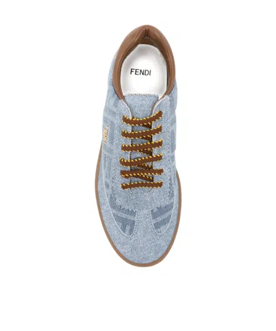Fendi Ff-monogram Denim Sneakers In Multi