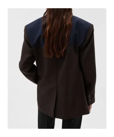 Versace Double-breasted Panelled Jacket In Brown