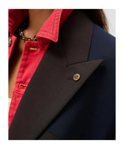 Versace Double-breasted Panelled Jacket In Brown