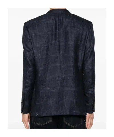 Canali Check-pattern Single-breasted Blazer In Black