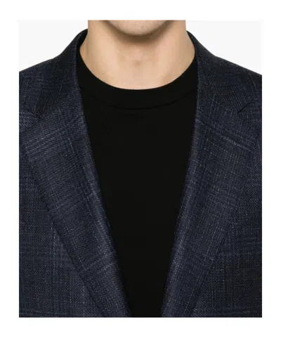 Canali Check-pattern Single-breasted Blazer In Black