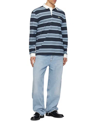 Lacoste Striped Long-sleeve Polo Shirt In Multi